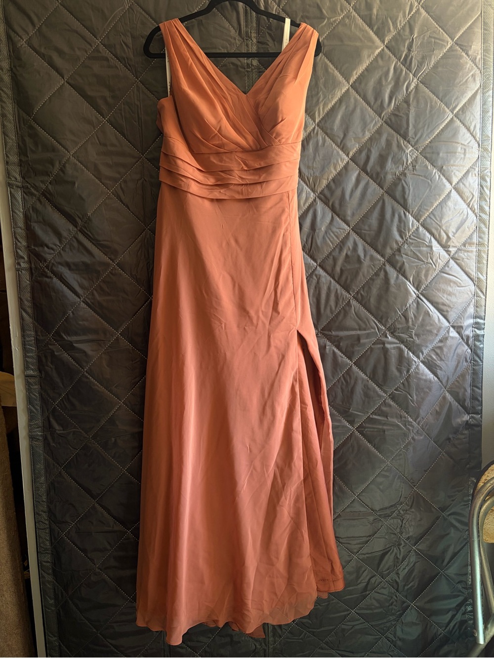 V-Neck Sleeveless Bridesmaid Gown in Dusty/ Cedar Rose